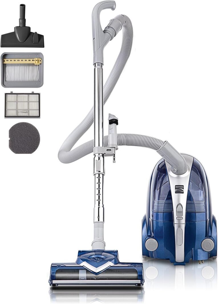 Kenmore Pet-Friendly Lightweight HEPA Canister Vacuum with Variable Modes, Retractable Cord, and Pet Brush – Blue Review