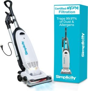 Simplicity Vacuums Allergy Bagged Vacuum Cleaners for Home, Carpet, Rugs, and Hardwood, Multi Surface Upright Vacuum Cleaner with Certified HEPA Vacuum, Pet Vacuum, S20EZM