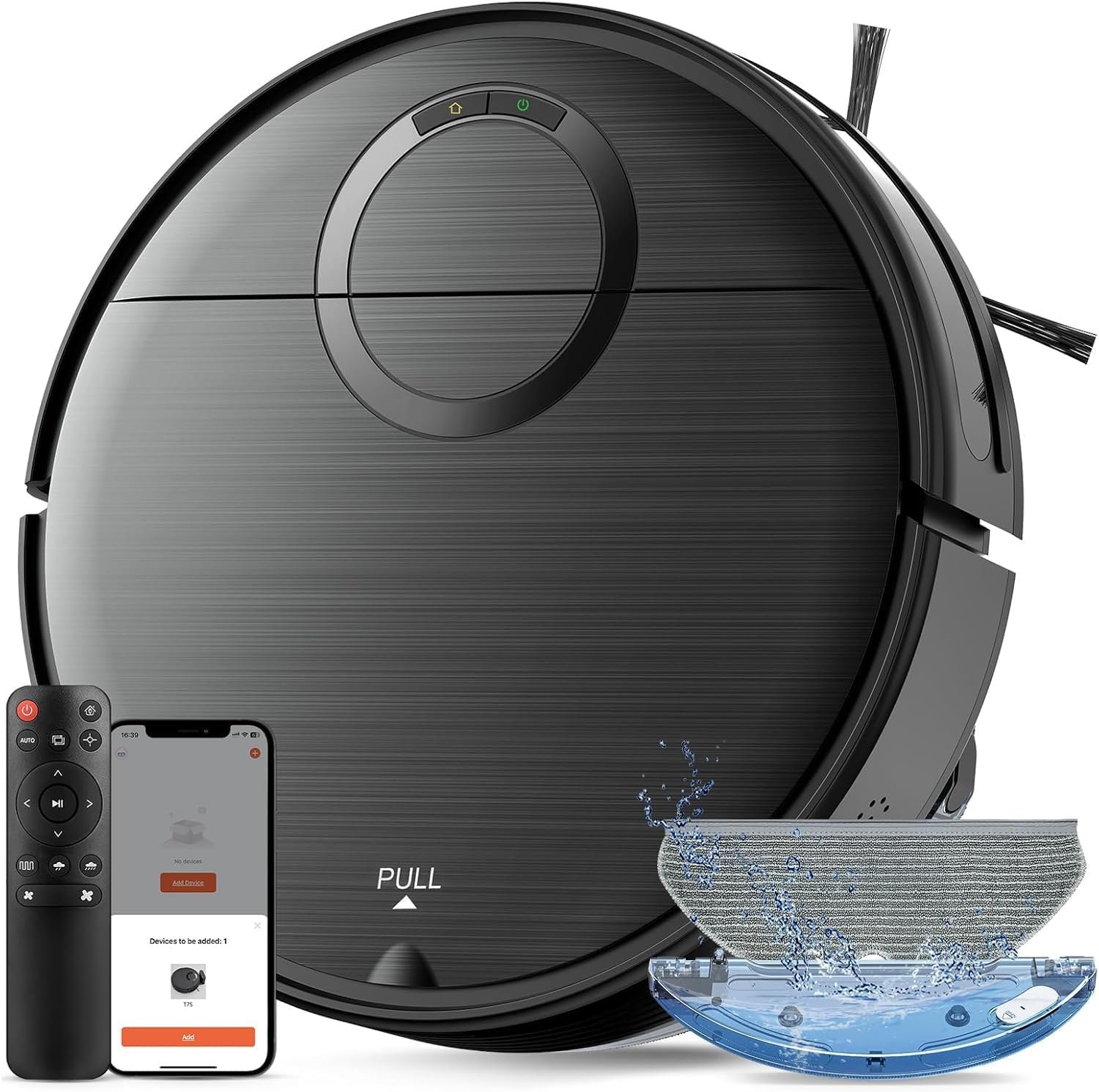 Robot Vacuum and Mop Combo, 2 in 1 Mopping Robotic Vacuum Cleaner with Schedule, Wi-Fi/App/Remote, Strong Suction, Self-Charging, Slim, Ideal for Hard Floor, Pet Hair, Low-Pile Carpet