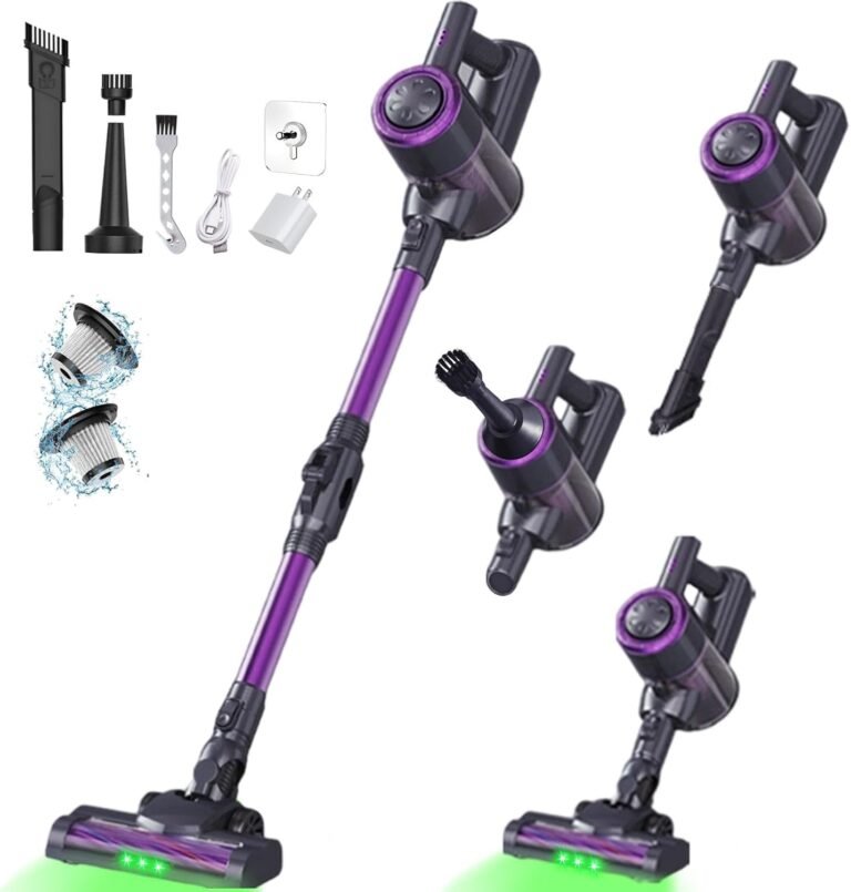 Green LED Headlight Cordless Vacuum Cleaner Review: 1.5L Dust Cup, 180° Bendable Wand, HEPA Filter