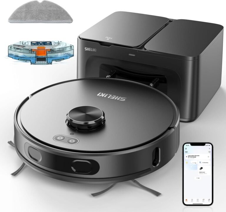 Robot Vacuum and Mop with 70-Day Self-Emptying Base and 6000Pa Suction for Pet Hair and Carpets