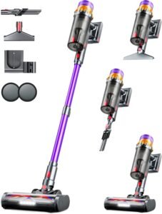 Cordless Vacuum Cleaner, 500W 50KPA 60Mins Vacuum Cleaners for Home, Self-Standing Stick Vacuums with LED Display, Anti-Tangle, Lightweight, Rechargeable Wireless Vacumm for Pet Hair Carpet Floor