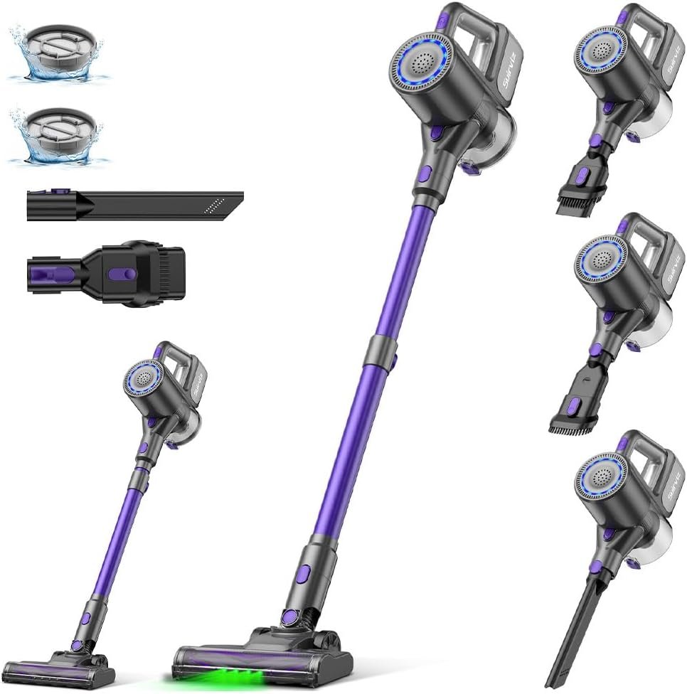 Cordless Vacuum Cleaner, 40KPA/500W/35Mins, Green LED Light, Lightweight Stick Vacuum Self-Standing, Vacuum Cleaners for Home Handheld Vacuum for Pet Hair, Carpet, and Hard Floors, U8