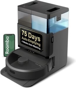 iRobot Roomba Plus 405 (G185) Combo Robot Vacuum & Mop with AutoWash Dock - Spinning Mop Pads, Self-Empties, Pad Washing & Drying, Self-Cleaning, Pad-Lift, LiDAR Navigation | 70x Suction, Dualclean Spinning Mop Pads with Smartscrub, Autowash Dock Auto-Empties, Washes and Dries Pads, Clearview Lidar